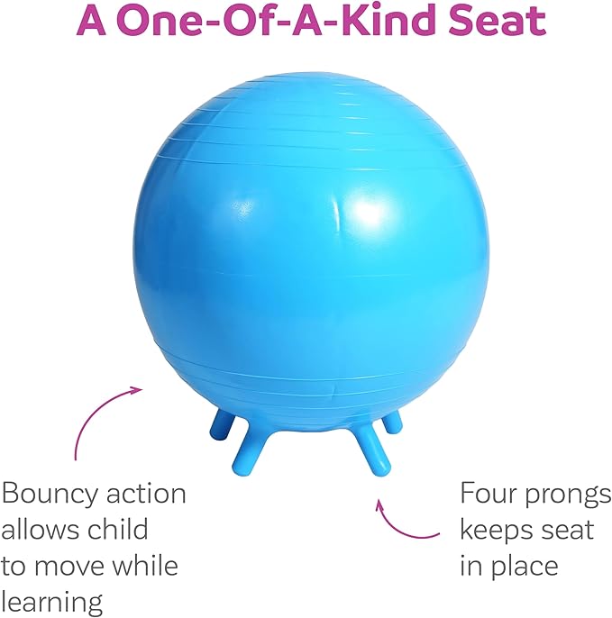 Fun & Function - Chair Ball - Yoga Ball Chair for Kids - Flexible Seating for Classroom, Elementary & Middle School - Wiggle Chair for Kids - Blue - 21" - Child Ball Seat