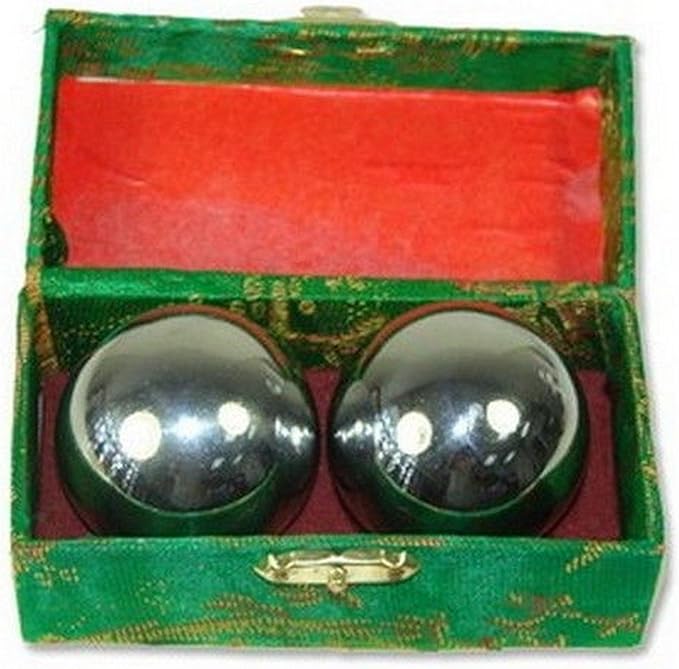 JapanBargain 3297, Chinese Baoding Balls Hand Therapy Exercise Stress Relief Balls, 1-5/8 inch, Chrome Color