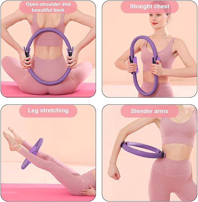Pilates Ring Fitness Circle 14.96" Yoga Rings Magic Circle with Dual Padded Handles for Toning Arms, Thighs/Legs & Core