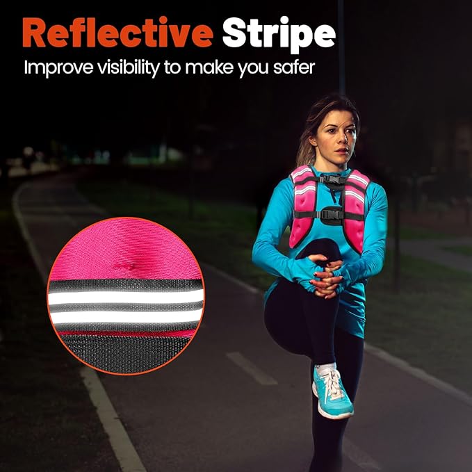 Weighted Vest, 6lb/8lb/10lb/12lb/16lb/20lb/25lb/30lb Weight Vest for Men Women, Body Weight Vests Adjustable with Reflective Stripe for Strength Training, Running, Workout, Jogging, Walking