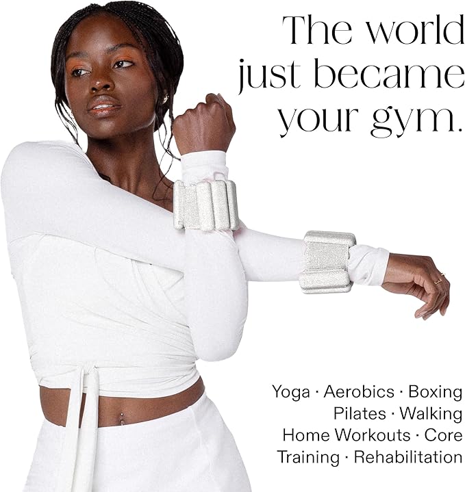 Bala Bangles Wrist & Ankle Weights for Women & Men - Adjustable Weighted Bands - Soft Silicone Arm & Leg Weights for Pilates, Yoga, Walking, Barre, Home Workout & Strength Training Exercise