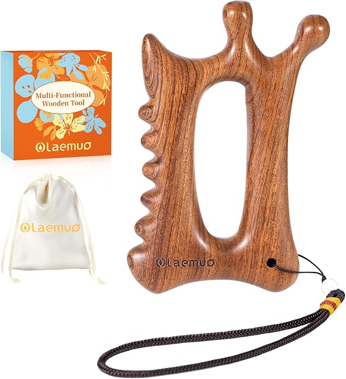 Wooden Gua Sha Tool for Face&Body - 6 in 1 Facial Massager for Lymphatic Drainage - Guasha Body Sculpting Tools Therapy Massage Tool for Cellulite,Jaw Lifting,Muscle Relief - Skin Care Gifts
