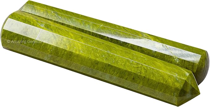 Amazing Gemstone Vesuvianite Crystal Wand Massage Stick - Pelvic Wand Gua Sha for Adults - Crystals and Healing Stones Massage Wands for Adults Gifts (Pointed)