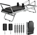 Collapsible Pilates Reformer for Home Gym – Adjustable Machine with 5 Metal Springs – High Strength Cords – Wide Platform – Supports up to 450 lbs – Portable Pilates Equipment for Women & Beginners