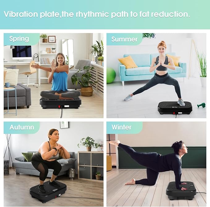 SoftGym Vibration Plate Exercise Machine for Lymphatic Drainage,Power Vibrate Stand Shake Board 450 Lbs Capacity Whole Body Workout Waver with Resistance Bands Weight Loss Gifts for Women Men-Black