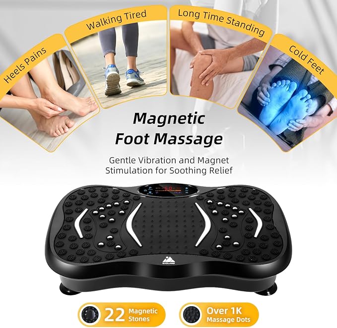Himaly Vibration Plate Machine, Vibration Fitness Trainer with Bluetooth Speaker, 5 Program Modes, 2 Resistance Bands, Home Exercise Equipment for Fitness Body Toning