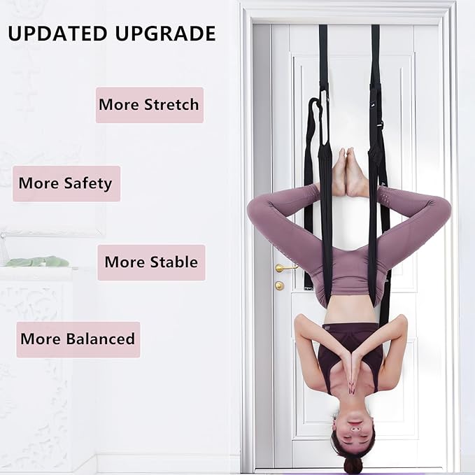 Yoga Stretching Strap, Leg Waist Back Bend Auxiliary Yoga Stretch Band, Upgraded Version with Door Anchor 2 Resistance Rope Stretch Strap Inversion Trainer for Pilates Dance Aerial Yoga Fitness