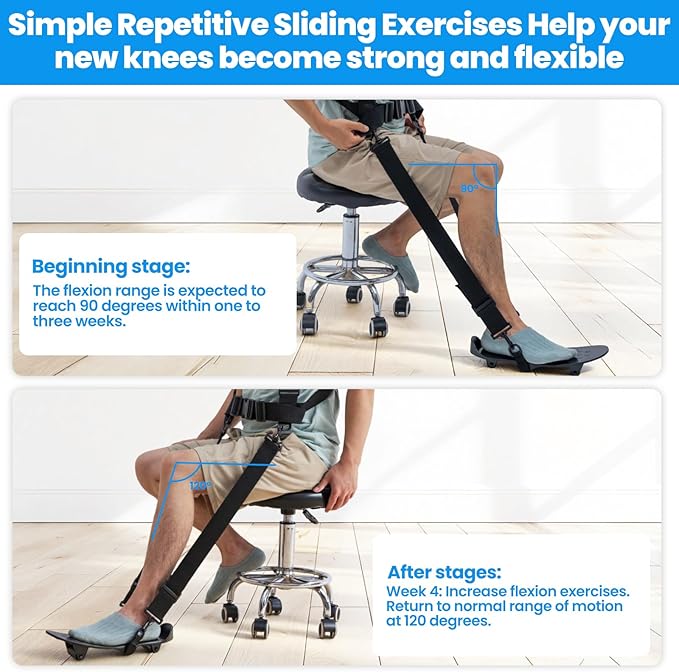 KEDAO Knee Replacement Recovery Aids Kit for Knee Glide Large Size，Wearable, Hands-Free Quiet and Stable，After Surgery Therapy for ACL PCL MCL LCL