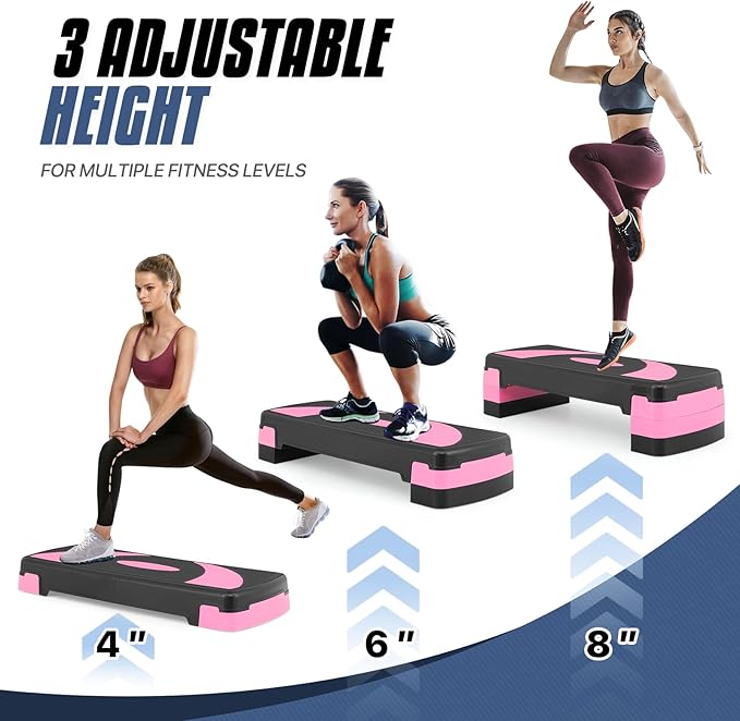 MADOG Aerobics Stepper Platform with 4/6/8 inch Height Stackable Risers