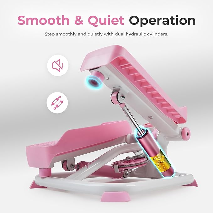 Sunny Health & Fitness Mini Steppers for Exercise at Home, Stair Step Workout Machine with Optional Resistance Bands, Full Body Cardio Equipment, Optional Free SunnyFit App Connection Smart Stepper