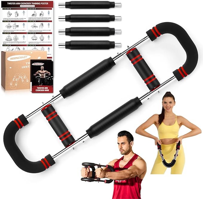 Twister Arm Trainer, 30-120 lbs Adjustable Twister Arm Chest Exerciser with 4 Spring & Poster for Men & Women, Detachable Power Twister Home Fitness Equipment for Enhancing Upper Body Muscle
