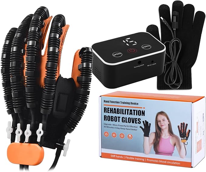 Rehabilitation Robot Gloves for Stroke Recovery Hemiplegia Finger Hand Function Rehabilitation Therapy Arthriti Glove (Right Hand XL)