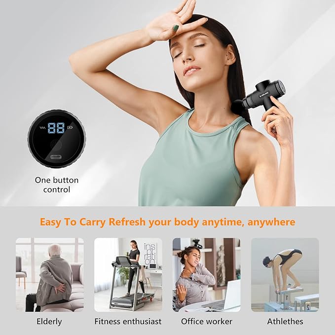 AERLANG Mini Massage Gun,Muscle Deep Tissue Massager Gun, Handheld Percussion Back Massager, Portable Quiet Massage Gun with Carry Case for Home Office Gym Gifts for Men Dad(Black)