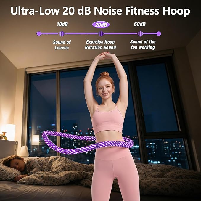 3 lbs Soft Spring Hula Hoop, Weighted Hoops for Adults, Foldable and Portable Hula with Body Tape Measure, Loss Fitness Hoop