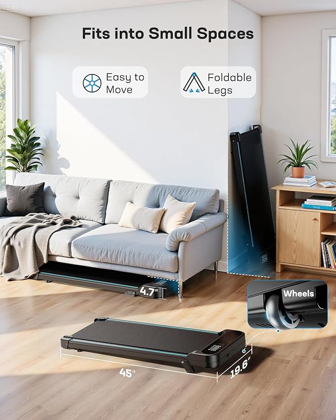 HUANUO Walking Pad Treadmill, Walking Pad with 5° Incline, 330 lbs Weight Capacity, 2.5 HP Low Noise Desk Treadmill, Remote Control & LED Display, Portable Treadmills for Home, Knee Protection