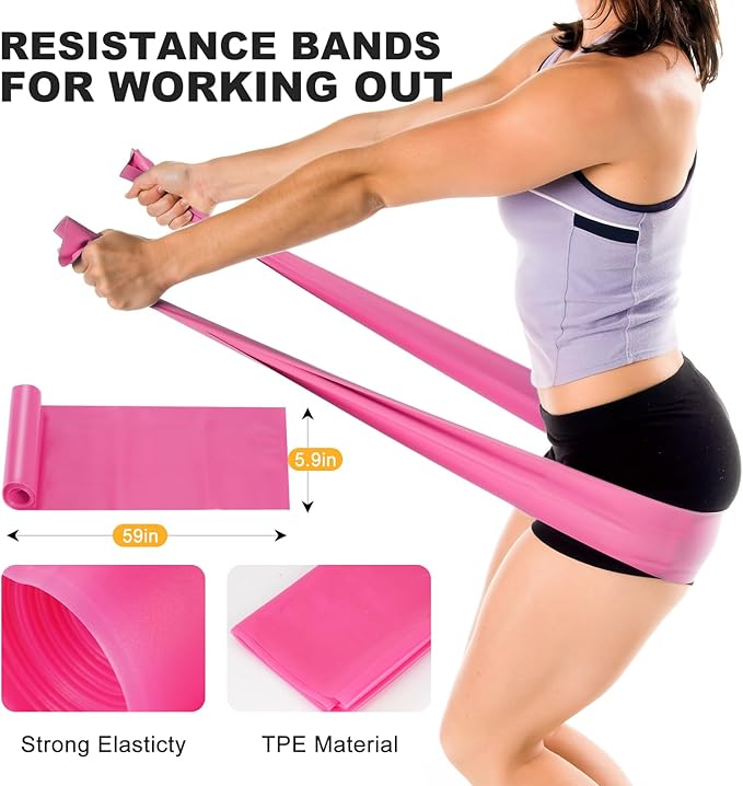 Pilates Ring Fitness Circles Set, Dual Padded Handles Home Pilates Equipment Set for Women Includes 2 Pilates Ring, 2 Pilates Mini Ball, and 5 Resistance Bands at Home Pilates Workout Set