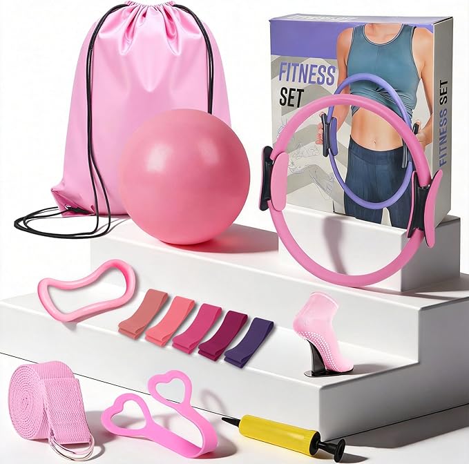 13 PCS Pilates Kit for Women,Pilates Kit for Home Workouts, Pilates Equipment Ring and Ball Set, Home Pilates Workout Kit, Pilates Starter Kit for Women at Gym Studio Travel