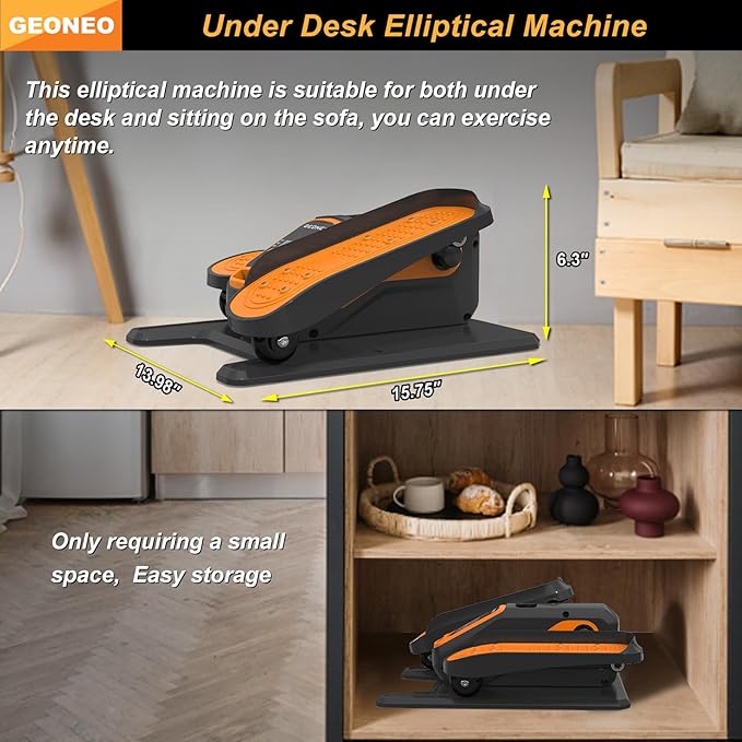 Under Desk Elliptical Machine, Electric Elliptical Exerciser for Senior, Quiet and Small Electric Seated Pedal Exerciser for Home with Remote Control and 12 Adjustable Speeds
