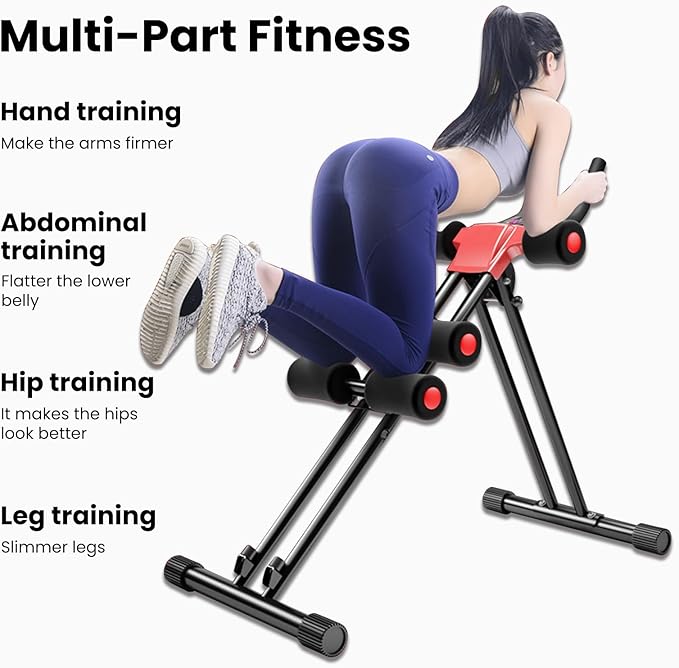 Ab Workout Equipment, Height Adjustable ab Trainer, Ab Machine Abdominal Exercise Equipment for Home Gym, Full Body Workout Equipment, Foldable Waist Trainer Suitable for Beginner