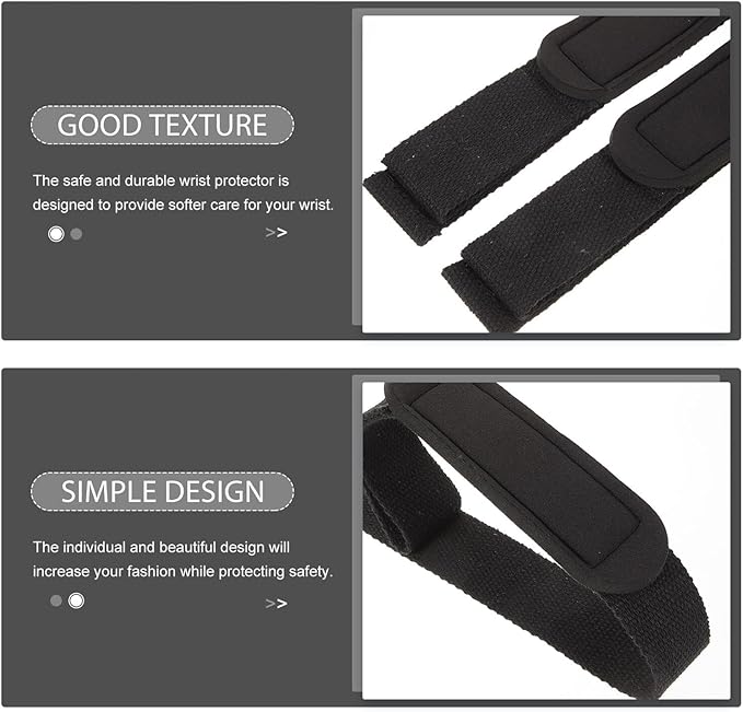 Wrist Wraps for Gym Weightlifting Deadlift Grip Strap Anti-Slip Wrist Belt Support 2pcs Black Workout Sports Joint Wraps