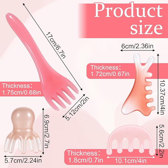 4 Pack Head Massager Scalp Comb Resin Scalp Stress Relax Tool Gua Sha Five Claw Massage Tool Portable Scalps Stress Relax Tools Manual Hair Scalps Massager for Father's Day Mother's Day Birthday Gifts
