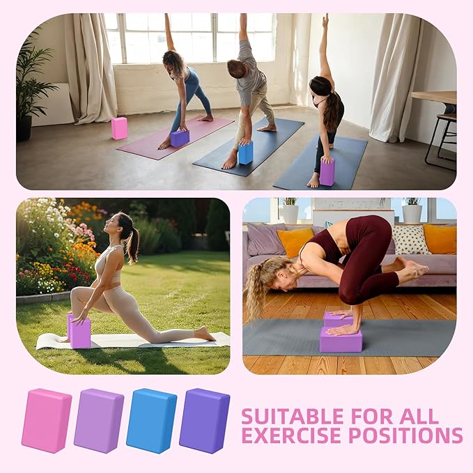 1 Pack Large Foam Yoga Blocks 9x6x4 Inches, Sturdy Pilates Block, Workout Block, Non Slip Surface Yoga Brick for Pilates Meditation, Stretching and Toning, Pink