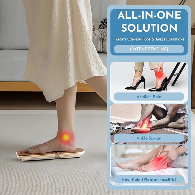 Cork Ankle Balance Board & Foot Strengthener – Extra-Wide Wooden Single Leg Stability Trainer for Arch Comfort, Mobility & Recovery – Adjustable Rocker System (Natural Cork Edition)
