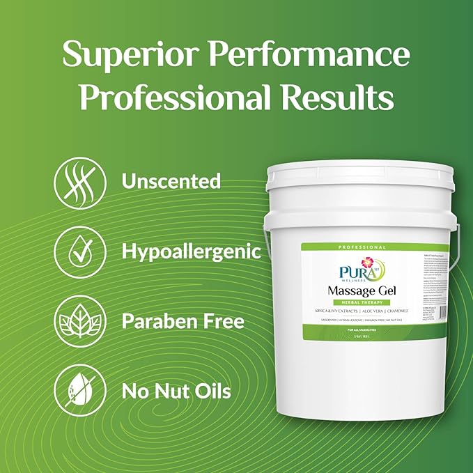 Herbal Therapy 5 Gallon Massage Gel, Aloe Vera, Professional, Massage Therapy, Deep Tissue, Unscented, Hypoallergenic, Natural Ingredients, Skin Hydrating, Moisturizing, Muscle Relief