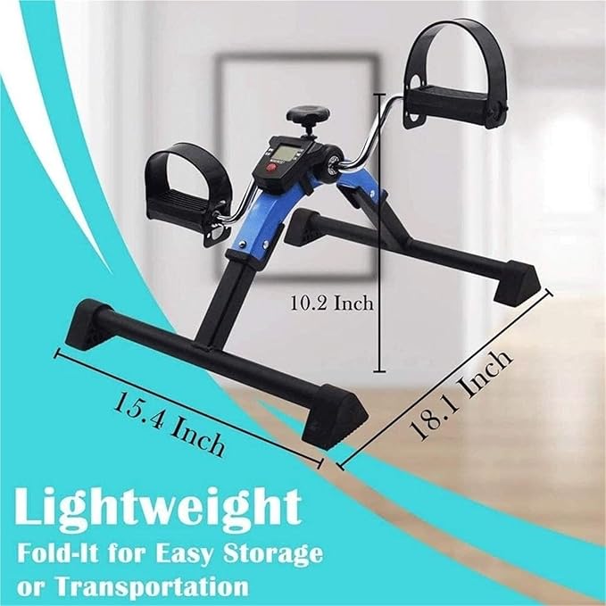 Under Desk Bike Pedal Exerciser, Folding Pedal Exerciser for Leg Arm and Knee Recovery Exercise with LCD Monitor,Fitness Rehab Gym Equipment for Seniors, Elderly