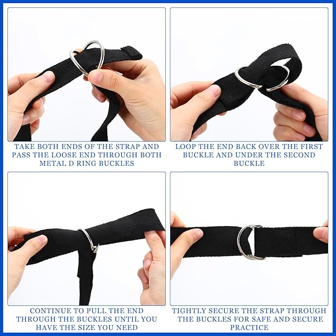 Leyndo Yoga Strap Stretching Pilates Exercise Adjustable Straps 6 ft Non Elastic Yoga Belt with Adjustable D Ring Buckle for Pilates Gym Workouts Fitness