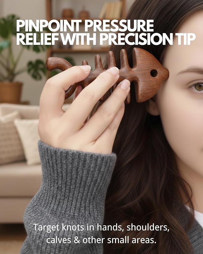 Tinuos Fishbone Massage Tool,4-in-1 Full Body Massager for Neck, Back, Head & Eye Relief – Deep Tissue Trigger Point, Acupressure & Scalp Massage – Portable Manual Relaxation Tool