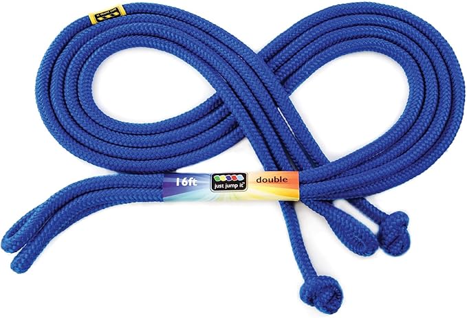 Just Jump It 16' Foot Single Jump Rope for Kids Women and Men - Active Outdoor Youth Fitness Excersing Equipment - Double Dutch Length Gym Accessories