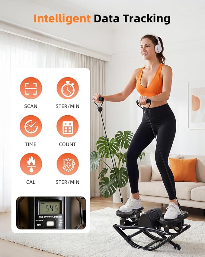 Rock Fitness Stepper for Exercise at Home, Motion Stair Stepper with Resistance Bands for Full Body Workout, Aerobic Workout Machine Fitness Equipment