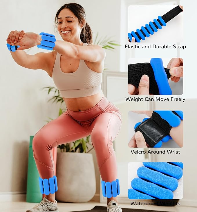 Wrist Ankle Weights for Women Men, Leg Arm Wrist Weights Bangles 1lb*2 2lb*2 Wearable Weights Pilates Weighted Bracelet for Strength Training Walking Swimming Yoga Physical Therapy