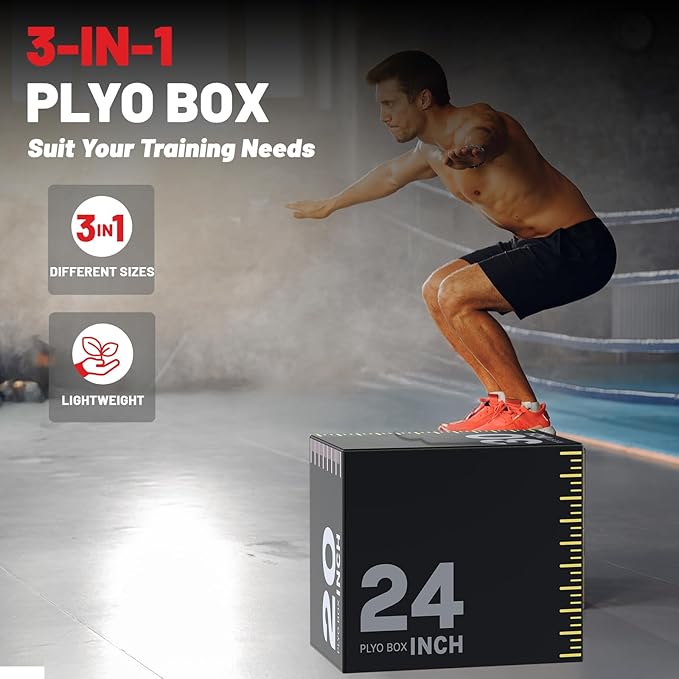papababe 3-in-1 Plyometric Box Multi-use Jumping Exercise Equipment Trainer with Anti Slip Surface and High Density Foam for Workout Training