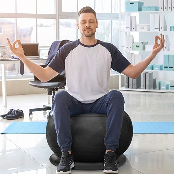 ROYUMI Exercise Ball Chair for Yoga/Fitness, Stability Ball Chair for Office Adults Desk, Pregnancy Ball Chair with Pump, Improve Balance (Size : 65 cm (25 5/8"))
