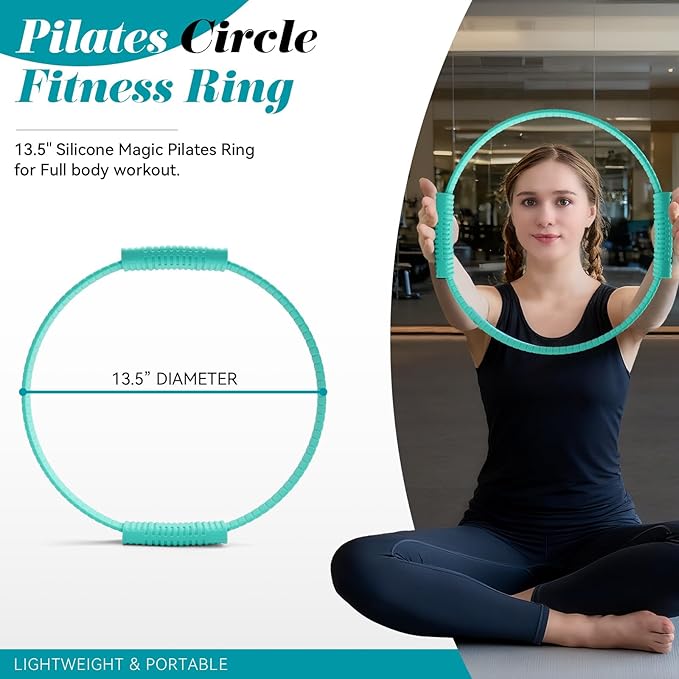 Pilates Ring, Silicone Magic Pilates Rings, Lightweight & Durable Flexible Fitness Circle Exercise Equipment for Toning Arms, Thighs,Legs, Core,Yoga & Physical Therapy