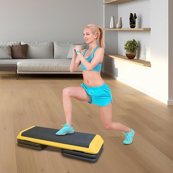 Aerobic Step Platform 30" × 14" Height Adjustable Workout Step for Fitness Strength Training with Risers Exercise Platform for Home Gym