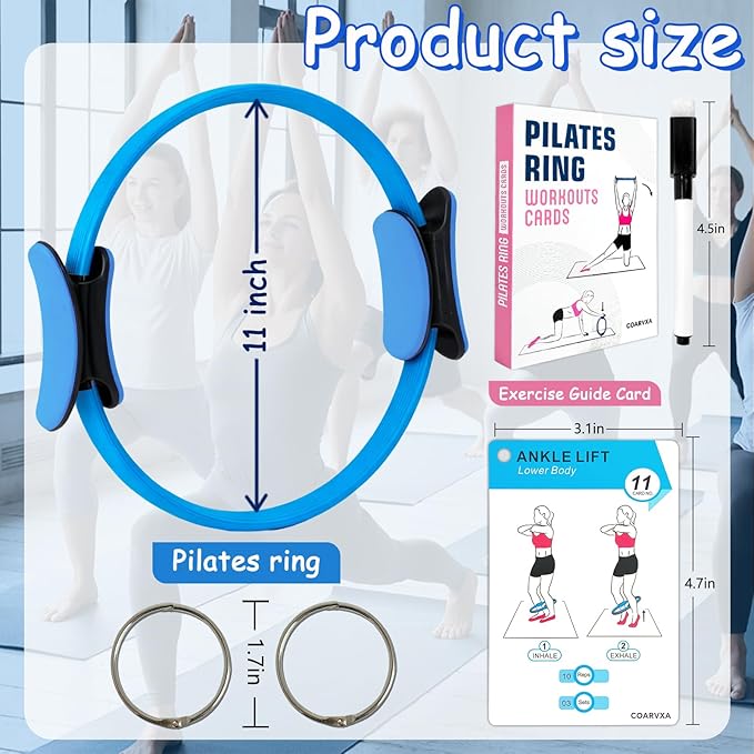 Pilates Ring Fitness Circle for Women - 15 Inch Magic Fitness Circle for Toning Inner & Outer Thighs, Bonus Pilates Equipment Thigh Master Guide.