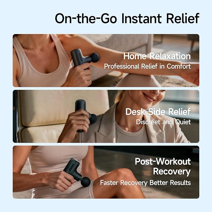 Super Mini Massage Gun Deep Tissue, Muscle Massager with Adjustable Amplitude, Portable Handheld Percussion Massager, Quiet for Home, Gym & Travel, Dark Gray