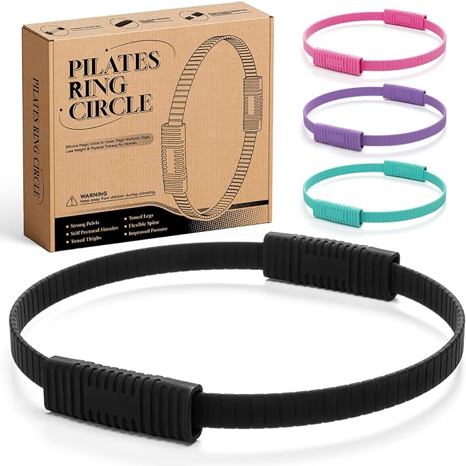 Pilates Ring, Silicone Magic Pilates Rings, Lightweight & Durable Flexible Fitness Circle Exercise Equipment for Toning Arms, Thighs,Legs, Core,Yoga & Physical Therapy