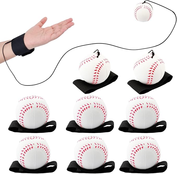 4/8/16/32 Wrist Return Ball on a String 2.36 Inches Rebound Sport Balls with Elastic Strap Baseball Soccer Tennis Practice Party Favors, Wrist Exercise and Fun Play for Kids & Adults