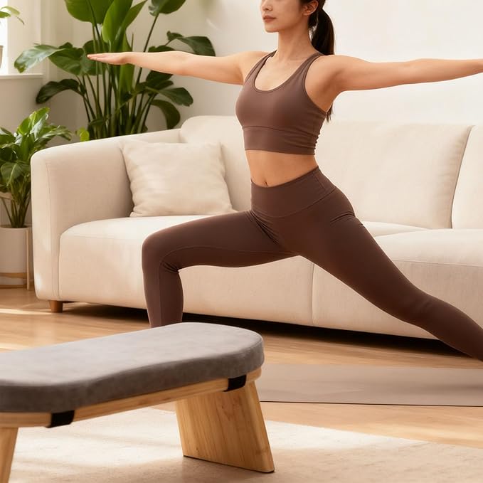 Fockety Meditation Bench, Comfortable Wooden Folding Kneeling Bench Ergonomic Forward Tilt Meditation Stool with Cushion for Relaxation Tea Ceremony Home