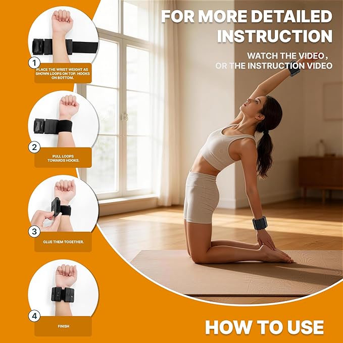 Adjustable Wrist Weights for Women Men, Leg Weights for Women 0.75lb-1lb-1.3lb Each for Walking, Yoga, Dance, Barre, Gym