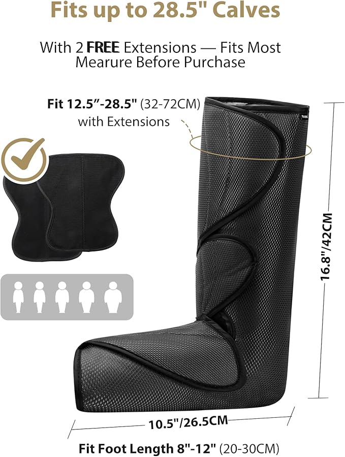 FIT KING Leg Massager for Circulation and Pain Relief, Air Compression Leg and Foot Massager to Relieve Pain Swelling Edema with 2 Size Extensions- Great Gift for Wife Mom and Friend