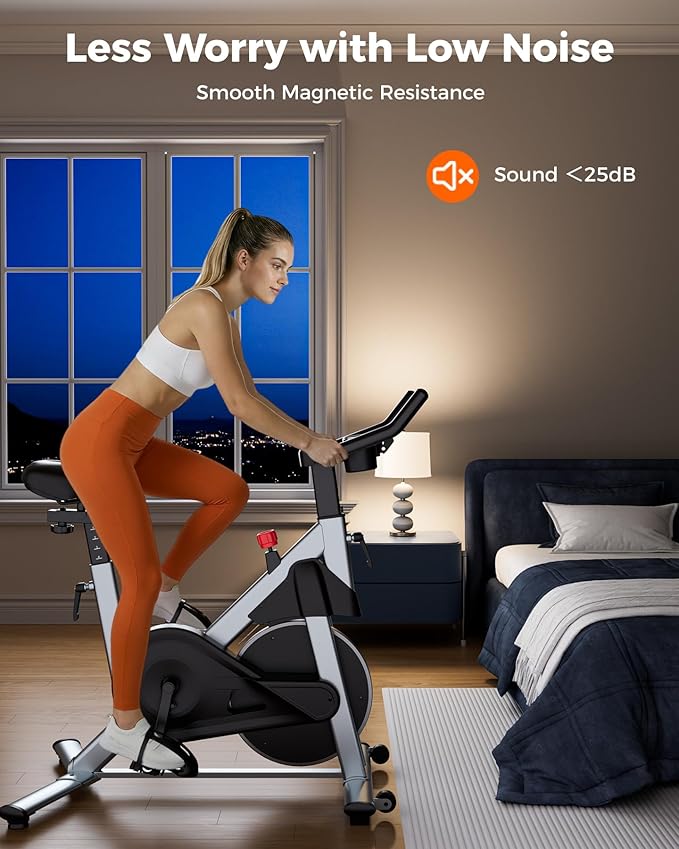 SupeRun Magnetic Exercise Bike for Home, Stationary Bikes Indoor Cycling with 32-Level Resistance, Adjustable for Users 5'1" to 5'11" & 300lbs Capacity