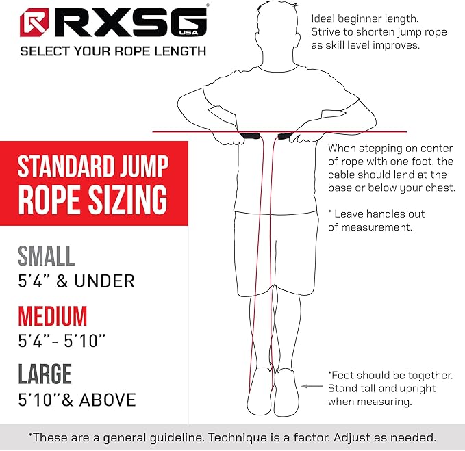 Rx Smart Gear Drag Jump Rope w/Non Slip Ergonomic Handles - Weighted Polypropylene Rope for Fitness & Exercise, Cardio Workout, WOD | Speed Jumping Rope for Men & Women