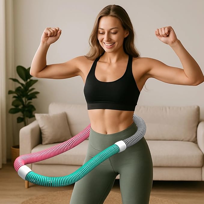 Adults Weighted Fitness Hoop 3.3 Lbs, Spring Fitness Hoop For Weight Loss, Pvc, Shape, Exercise Anytime