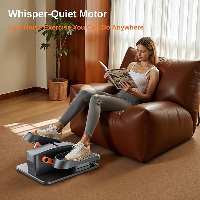 Under Desk Elliptical Machine, Electric Elliptical Leg Exerciser as Seen on TV for Seniors, Portable Quiet Seated Pedal Exerciser for Home Office with 12 Adjustable Speeds and Remote Control