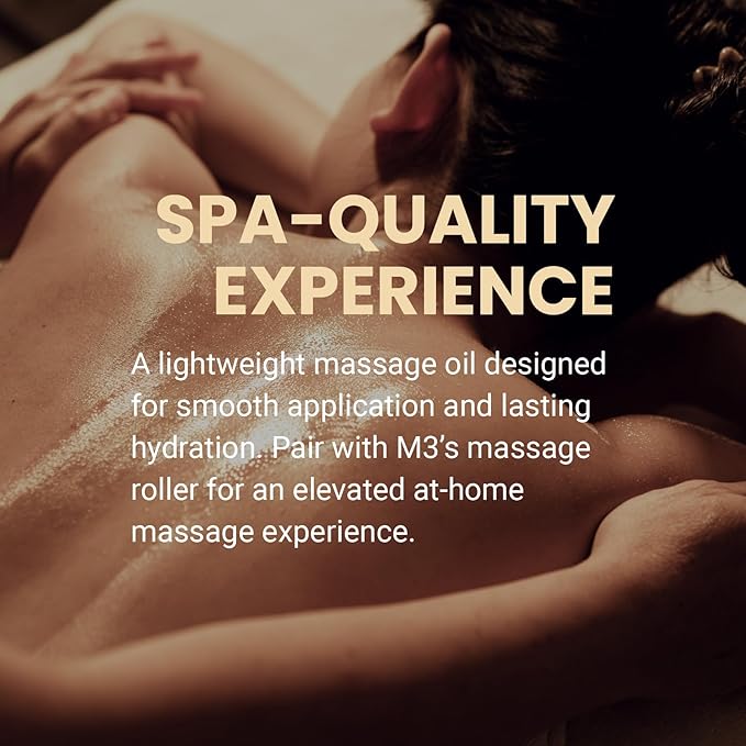 Lymphatic Massage Oil & Roller Kit for Massage Therapy - Ylang Ylang & Ginger Lymphatic Drainage Oil & Massager for Circulation & Detox Support, Non-Greasy Formula & Easy to Use Roller (8 Fl Oz) by M3